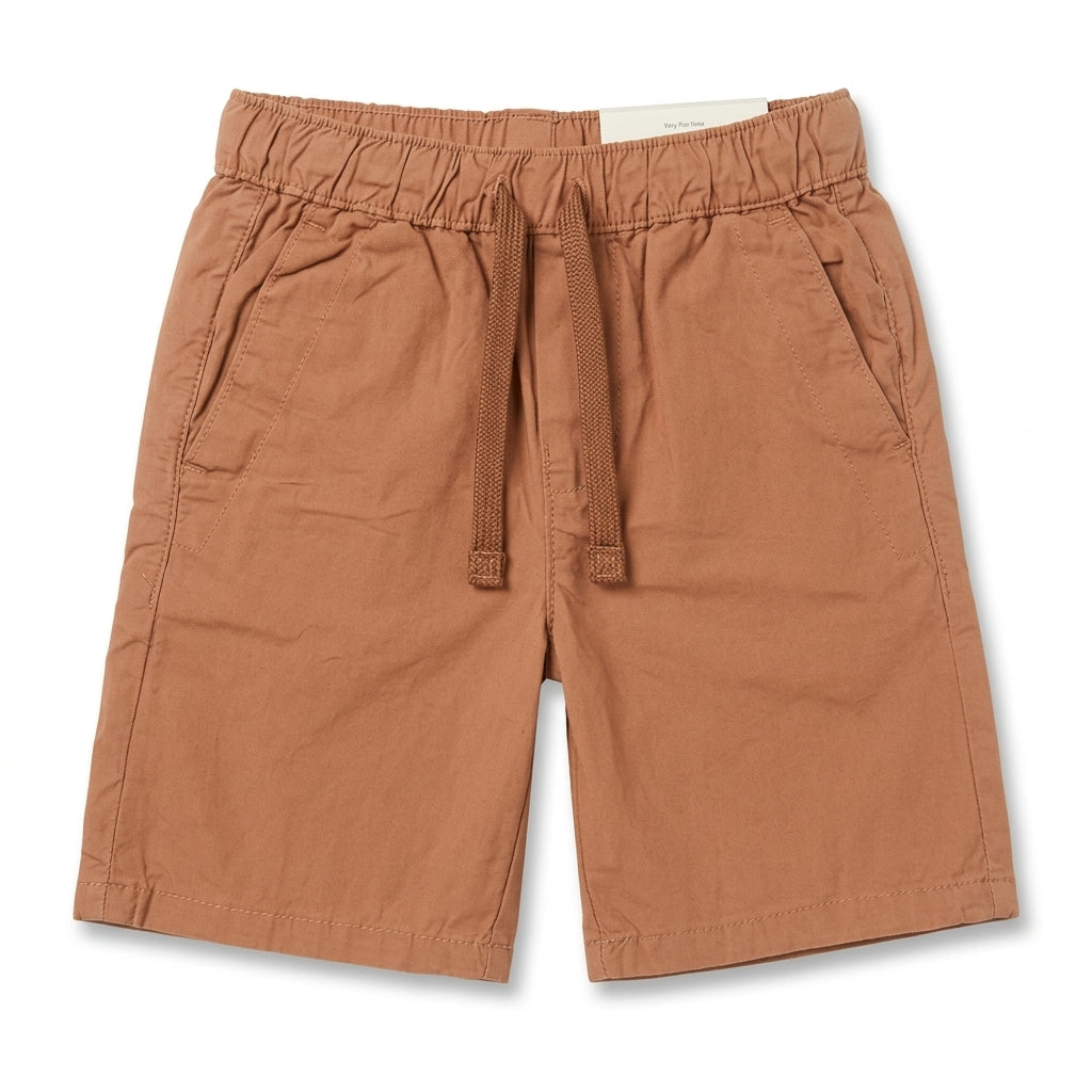 Rust Brown Cotton Drawstring Casual Shorts