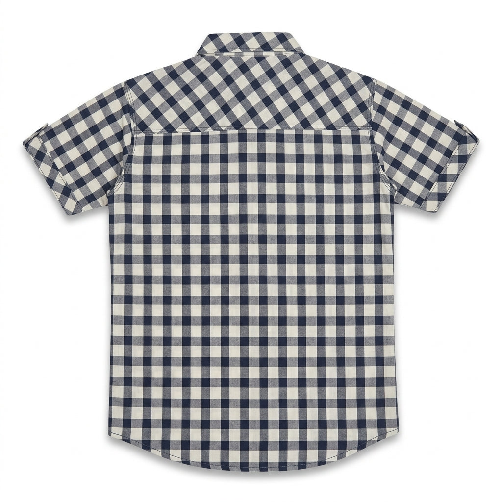 Boys Grey & White Checkered Casual Shirt