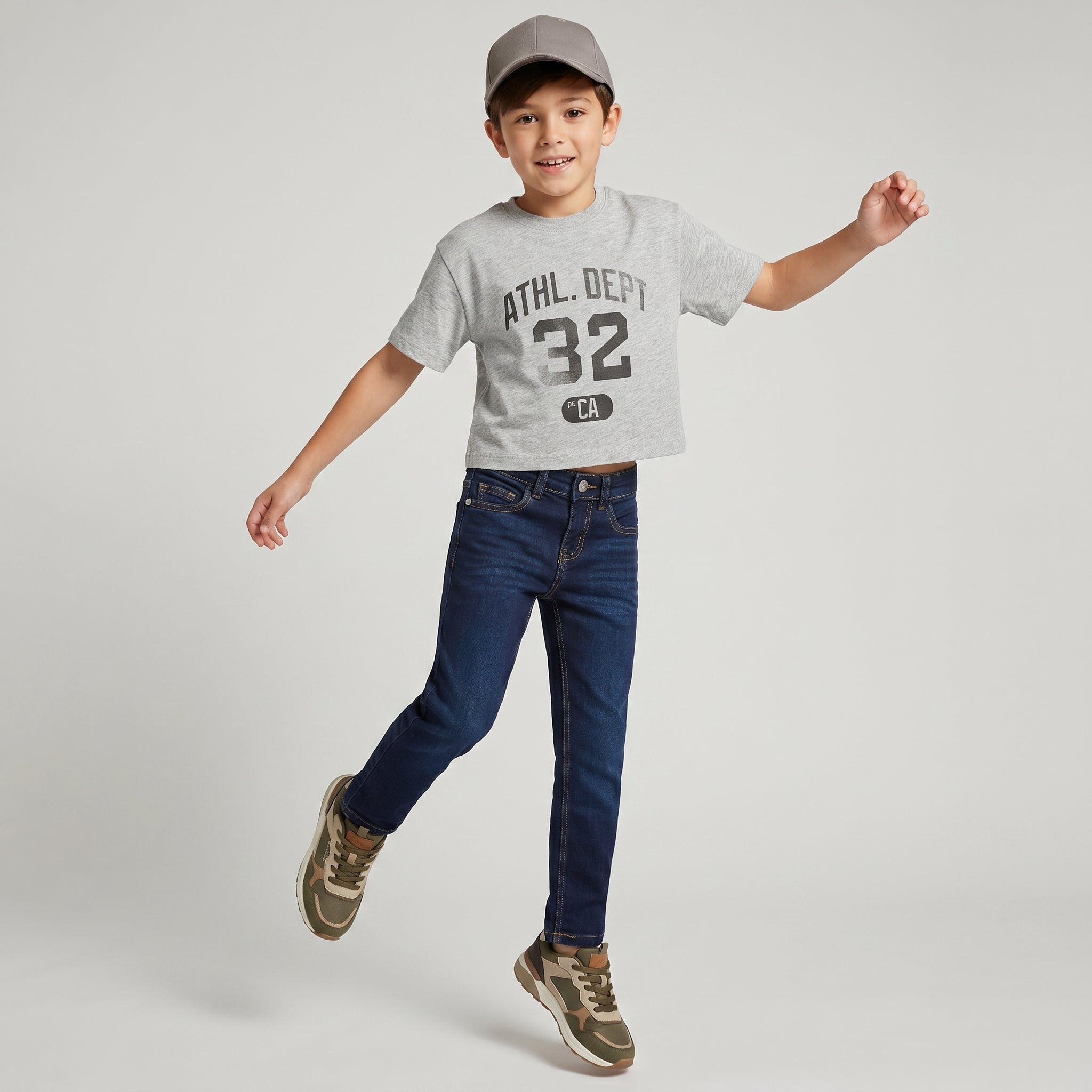 Kids Grey “Athl. Dept 32” Graphic T-Shirt