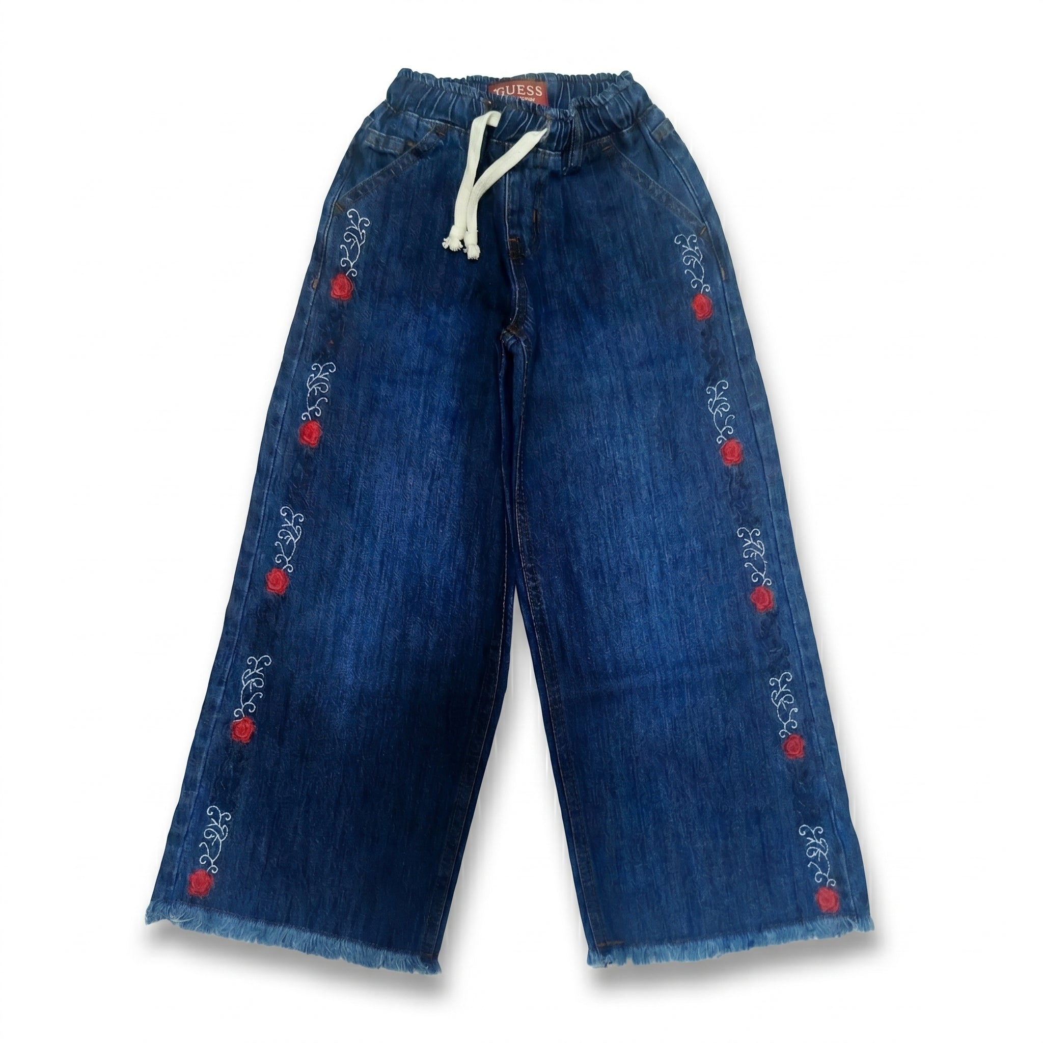 Embroidered Floral Wide-Leg Denim