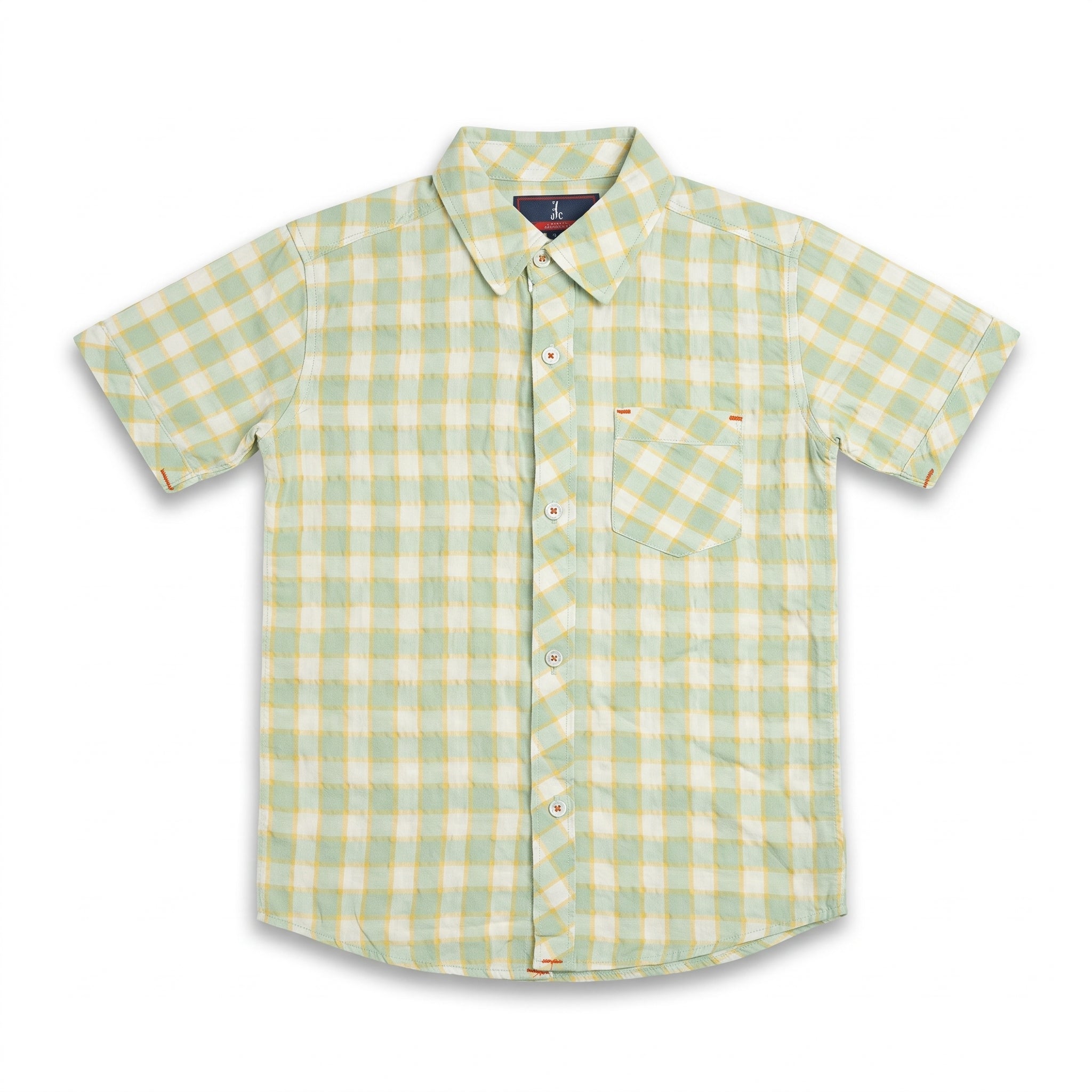 Boys Mint Green & Yellow Plaid Casual Shirt