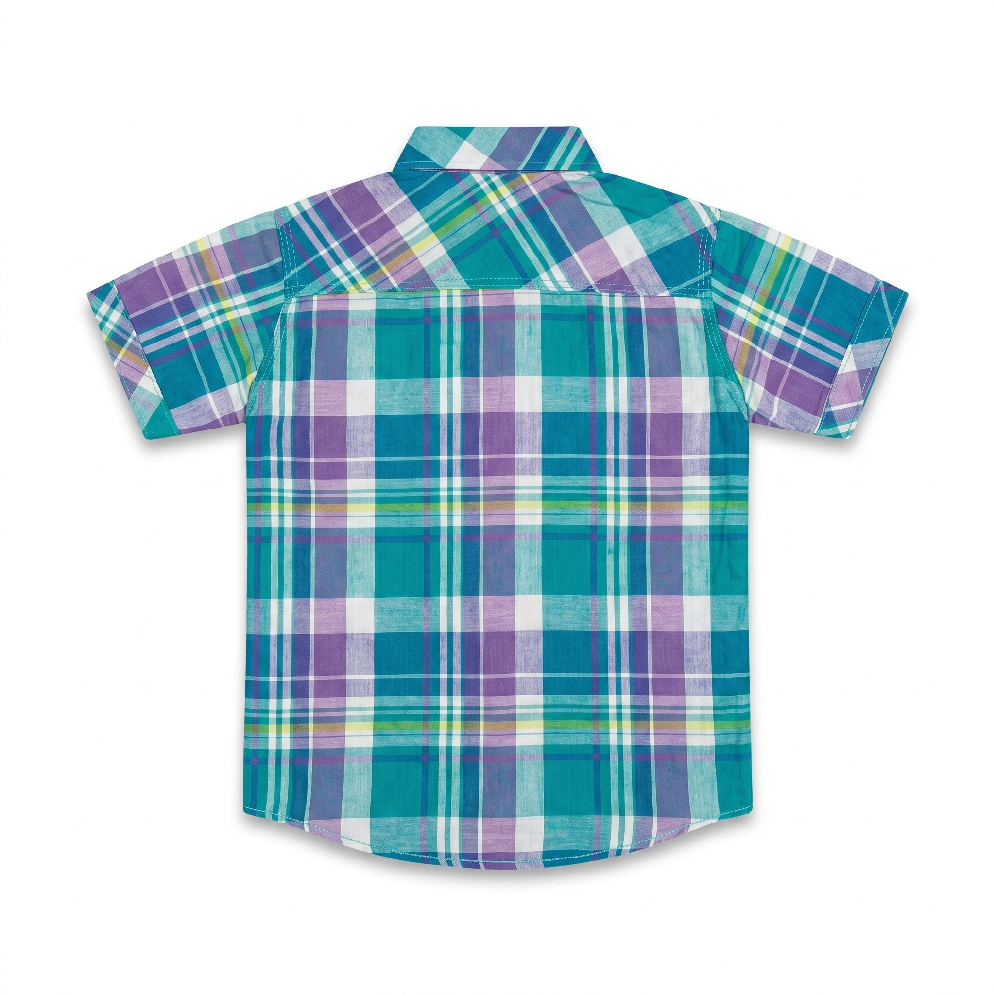 Boys Teal & Purple Checkered Casual Shirt