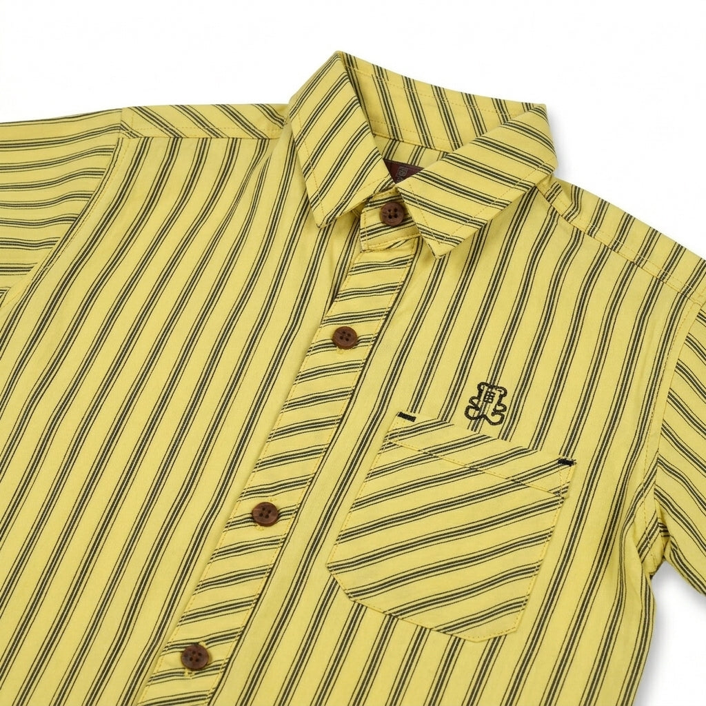 Boys Mustard Striped Casual Shirt