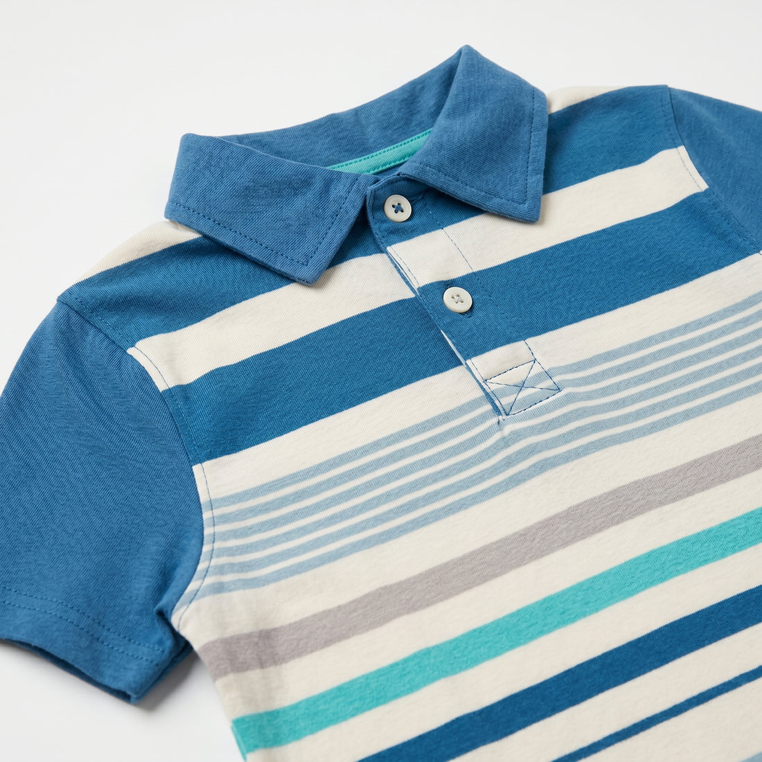 Boys Blue Multi-Stripe Polo Shirt
