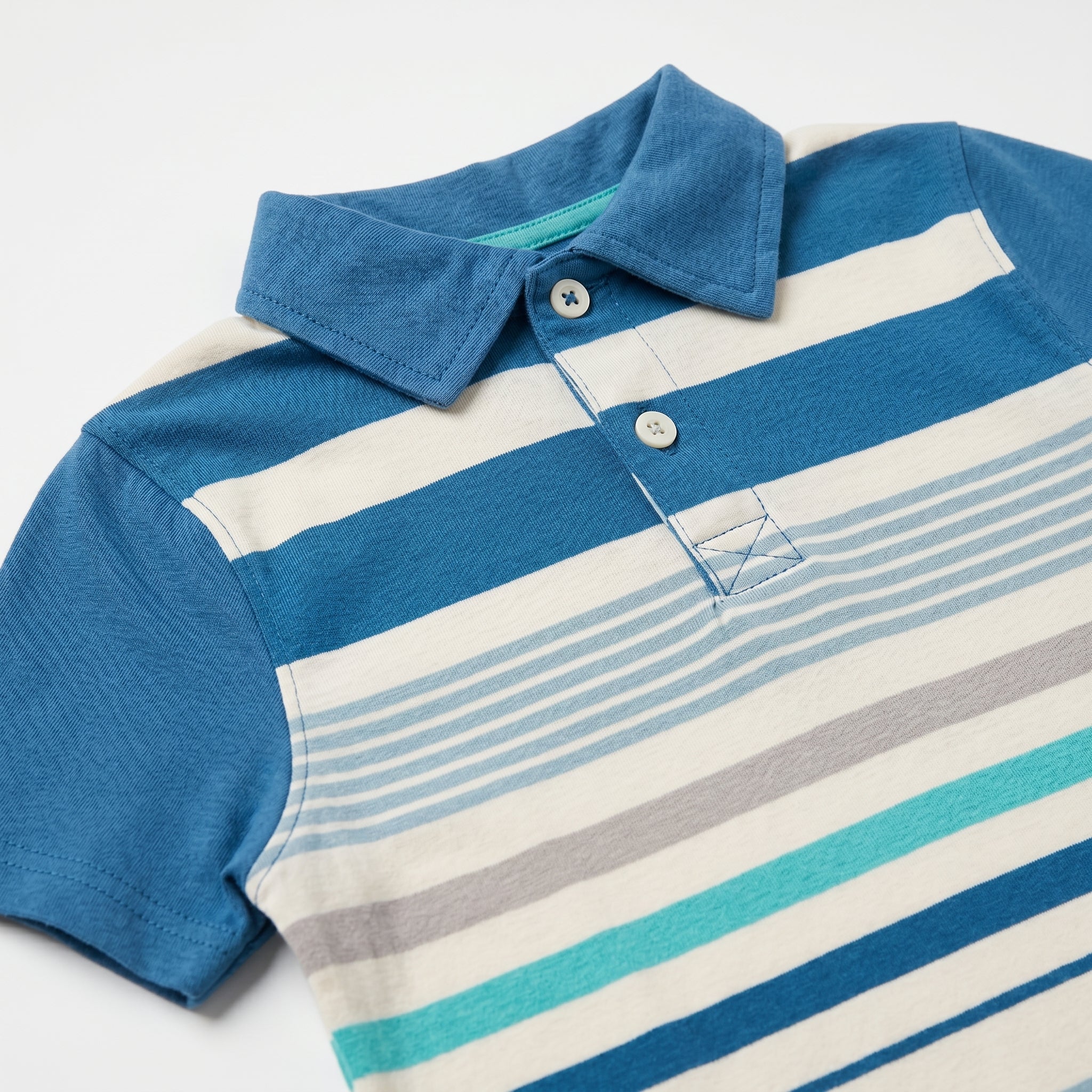 Boys Blue Multi-Stripe Polo Shirt