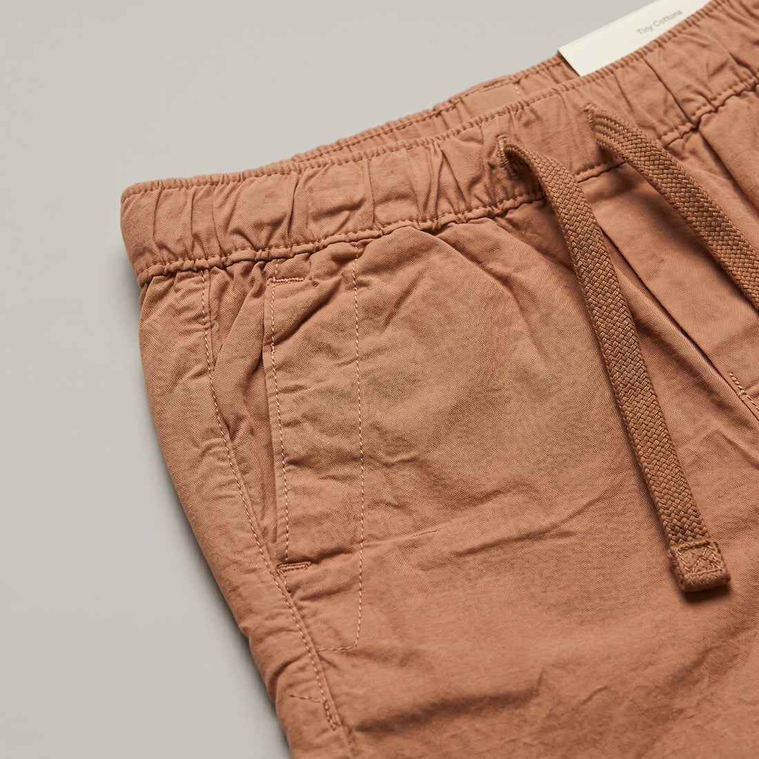 Rust Brown Cotton Drawstring Casual Shorts