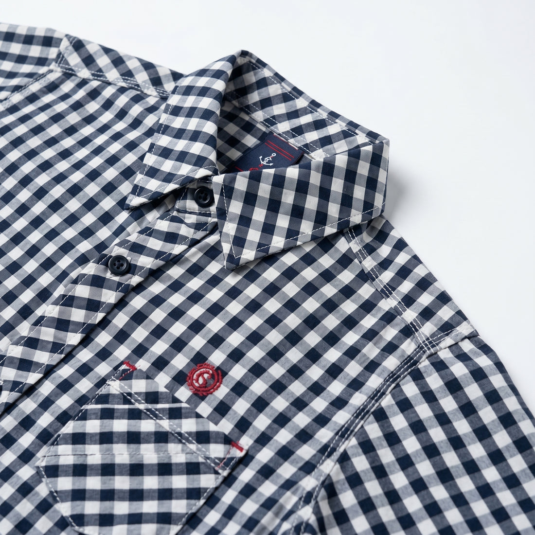 Boys Navy & White Micro Check Casual Shirt