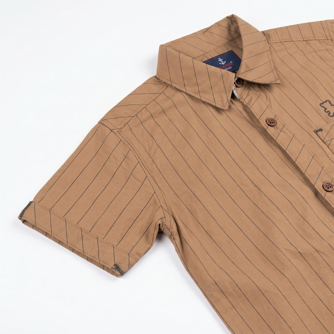Boys Camel Pinstripe Casual Shirt