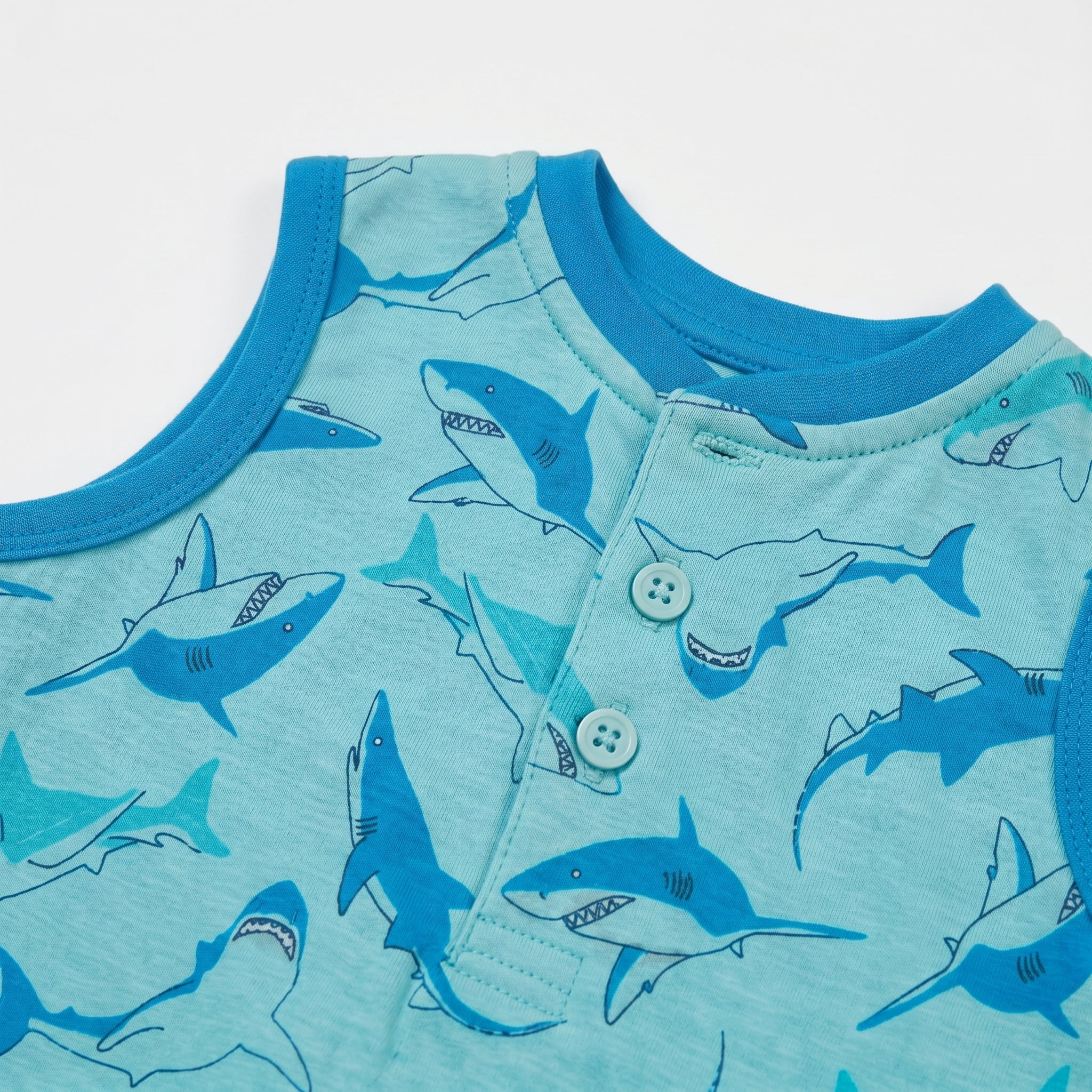 Baby Boys’ Aqua Shark Print Bodysuit