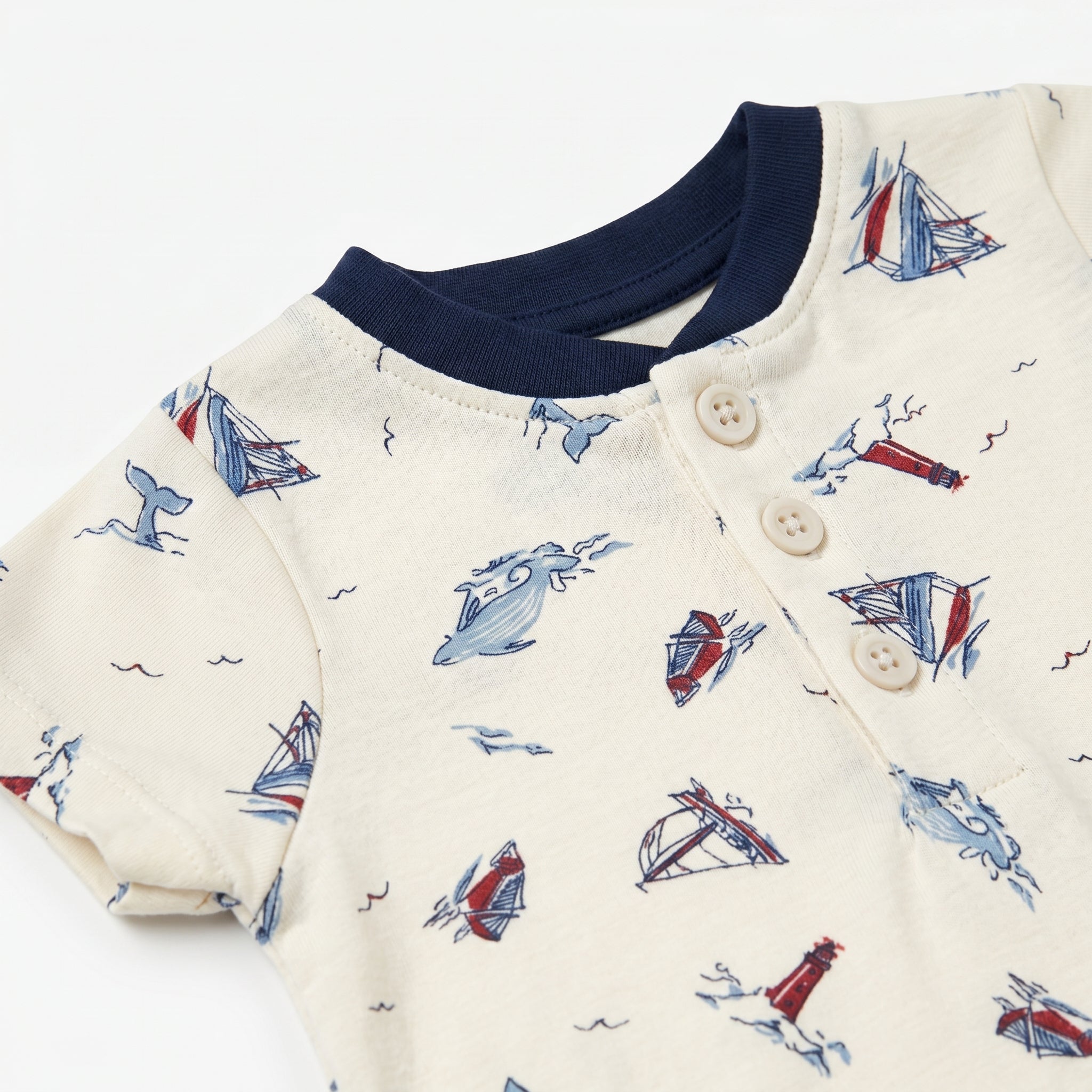 Baby Boys’ White Nautical Print Bodysuit
