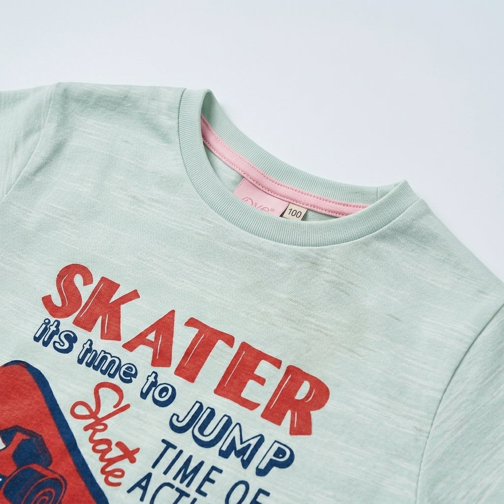 Boys Sky Blue “Skater NYC Brooklyn” Graphic Cotton T-Shirt
