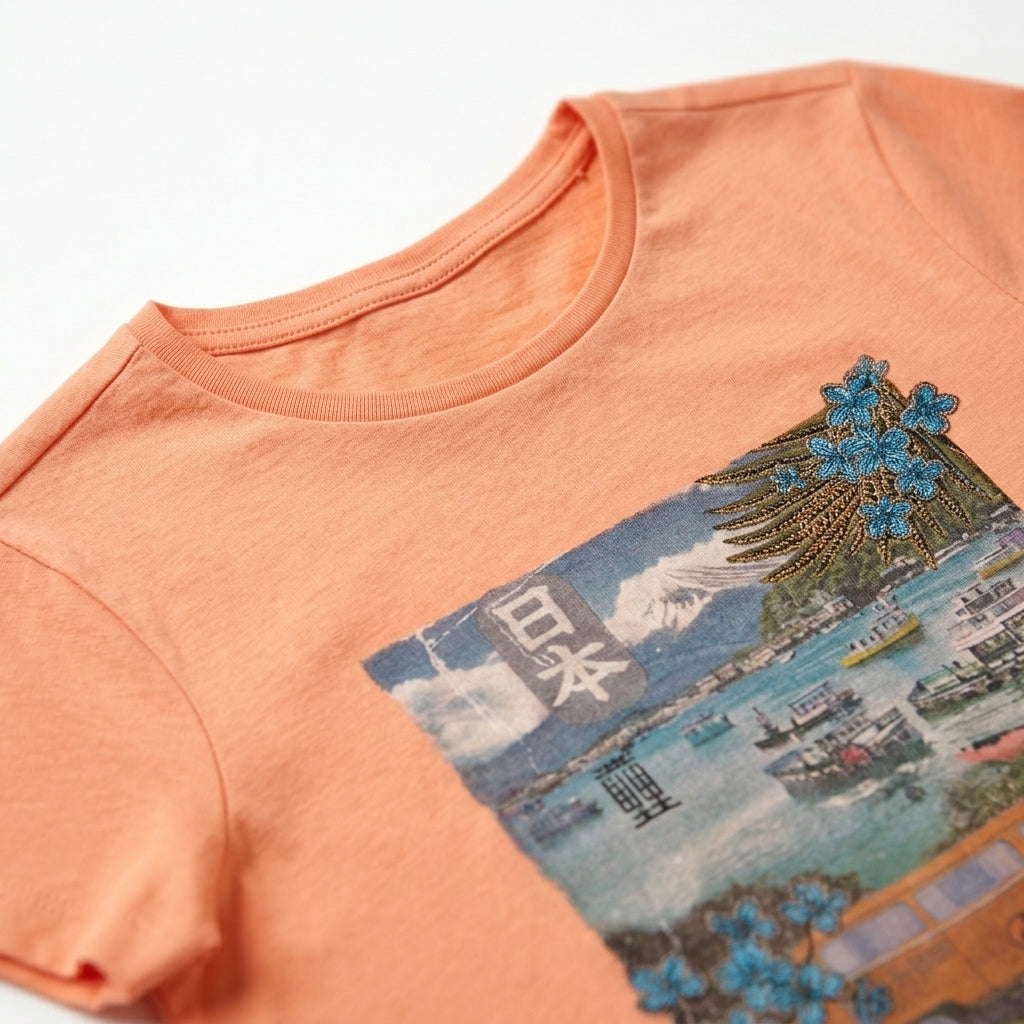 Girls Sunset Japan Scenic Print Kids T-Shirt
