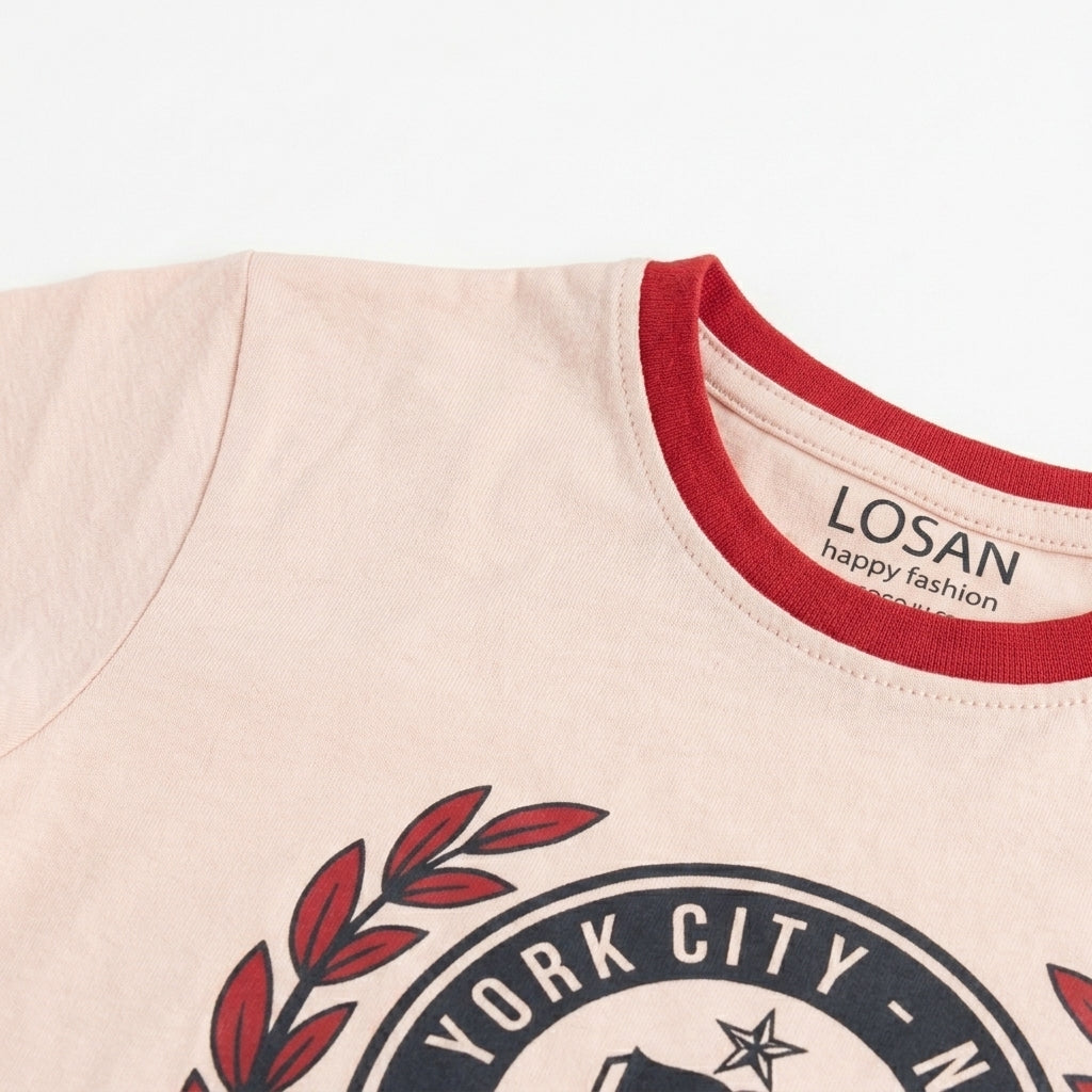 Girls Light-Pink “New York City Crest” Graphic T-Shirt