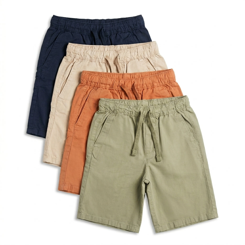 Rust Brown Cotton Drawstring Casual Shorts