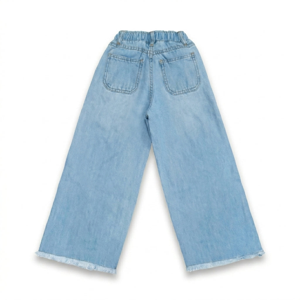 Embroidered Floral Wide-Leg Denim
