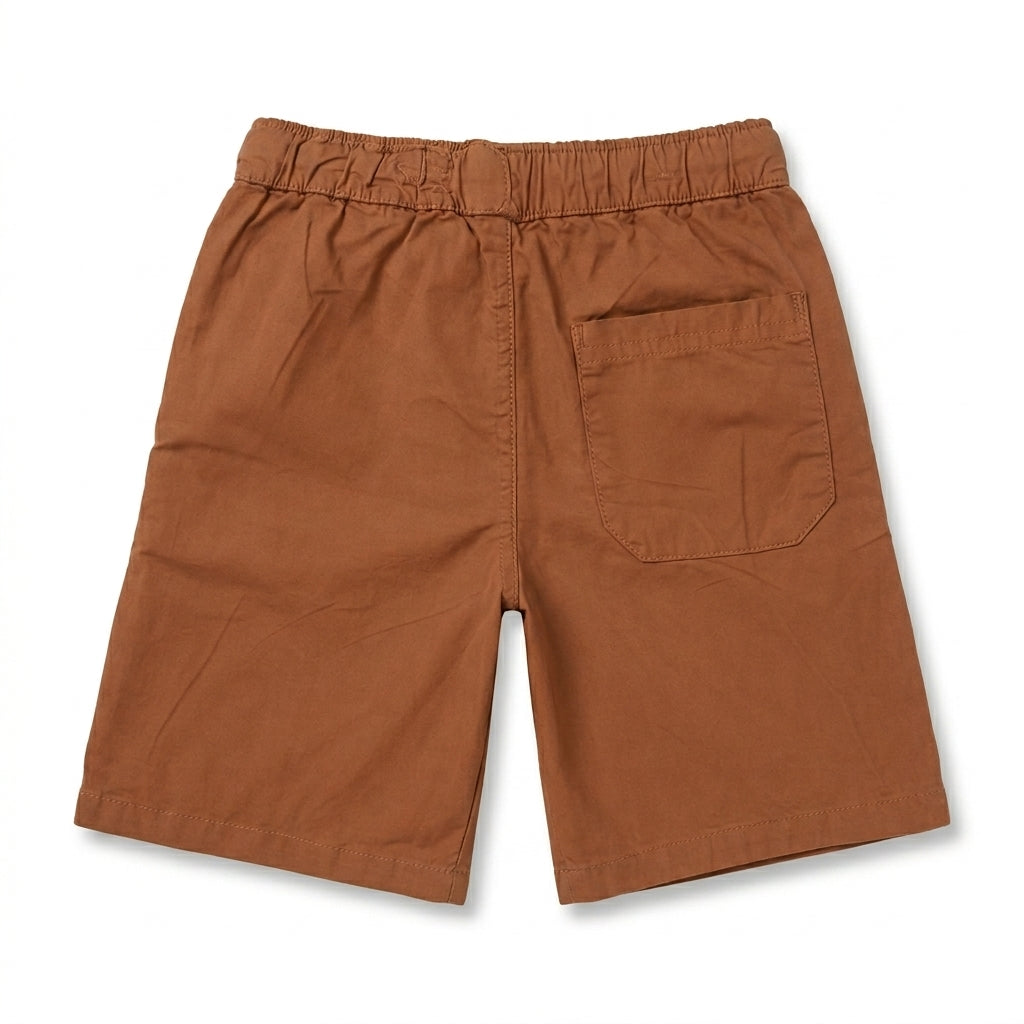 Rust Brown Cotton Drawstring Casual Shorts