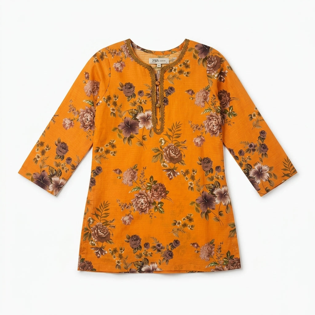 Sunflower Bloom Girls Printed Kurta Pajama