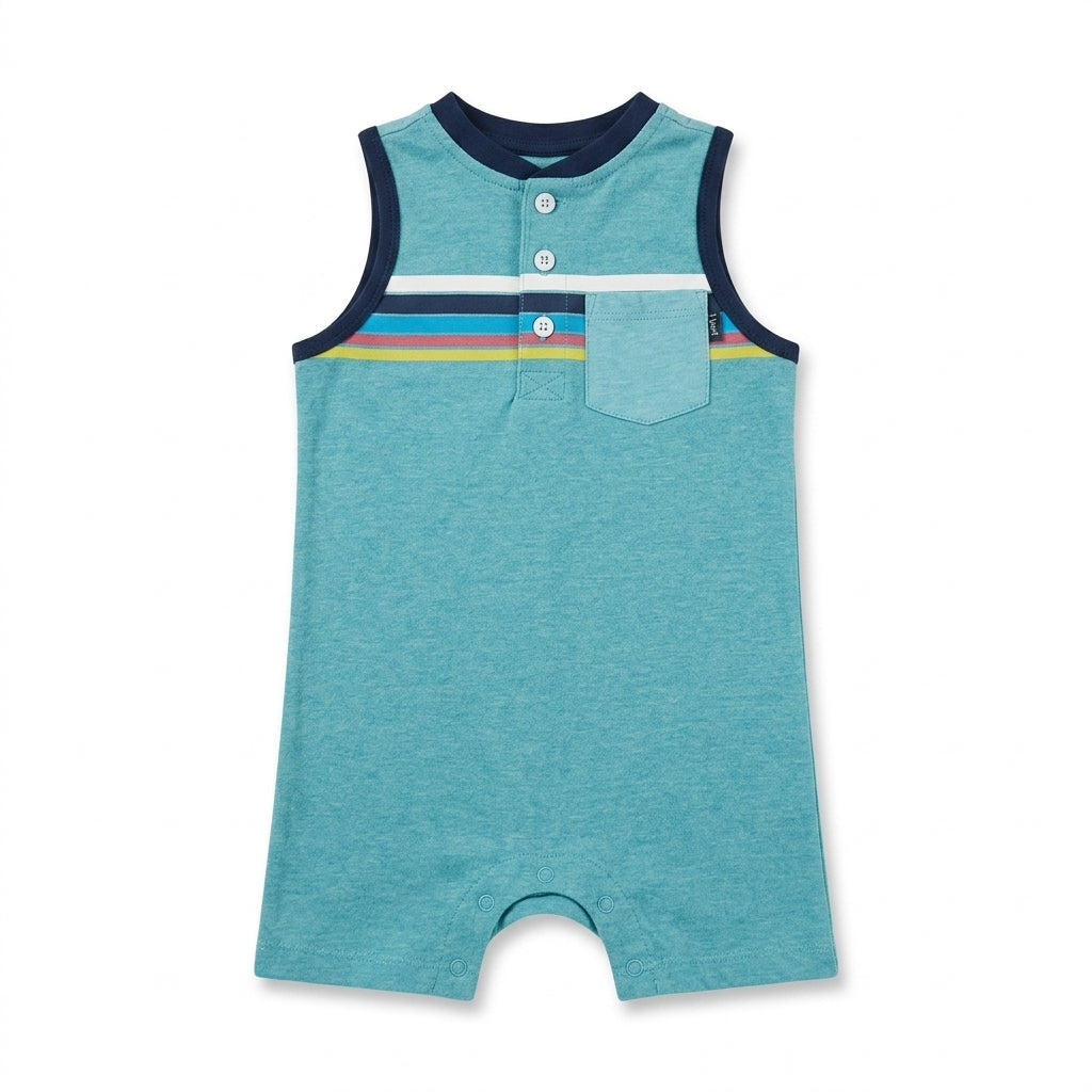 Baby Boys’ Teal Henley Bodysuit