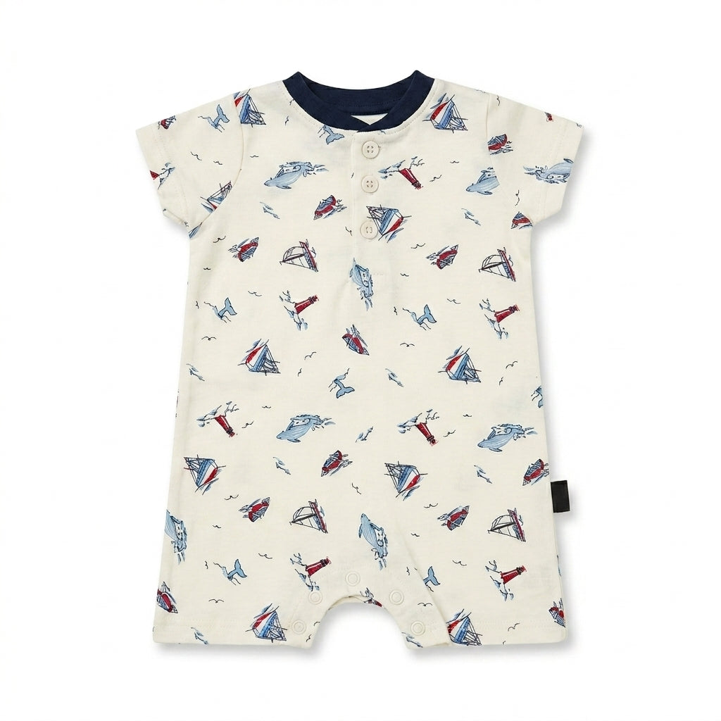 Baby Boys’ White Nautical Print Bodysuit