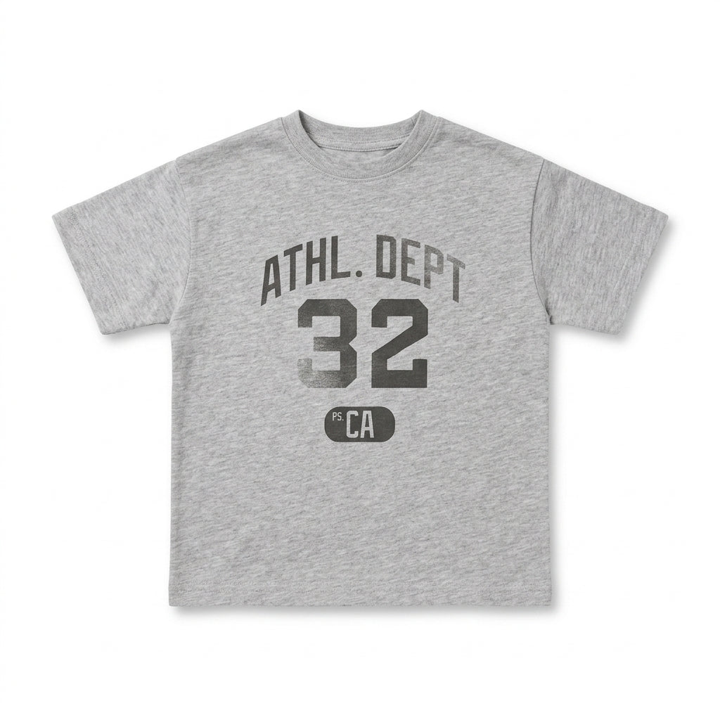 Kids Grey “Athl. Dept 32” Graphic T-Shirt