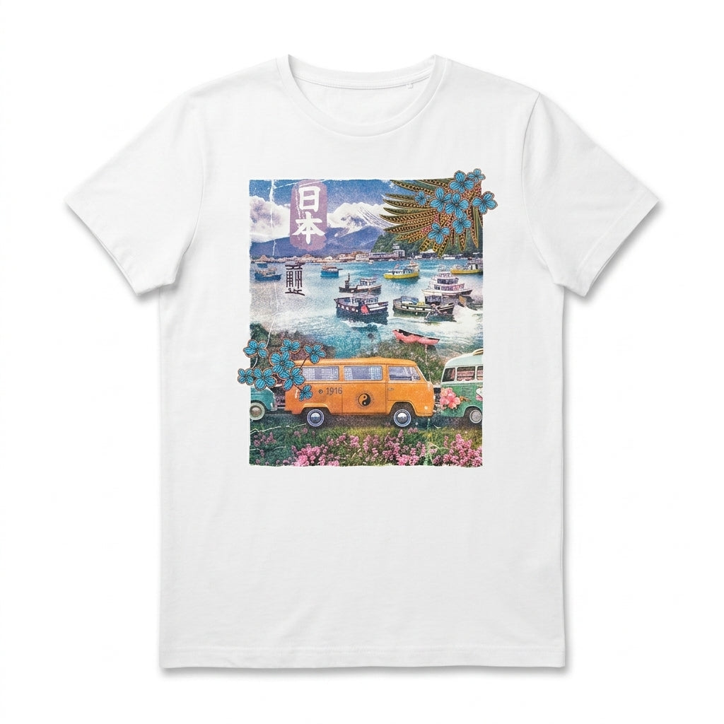 Girl's White “Japan Scenic Travel” Graphic T-Shirt