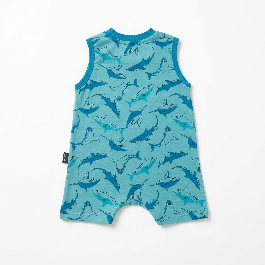 Baby Boys’ Aqua Shark Print Bodysuit