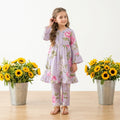 Girls Lilac Floral Printed Kurta Pajama