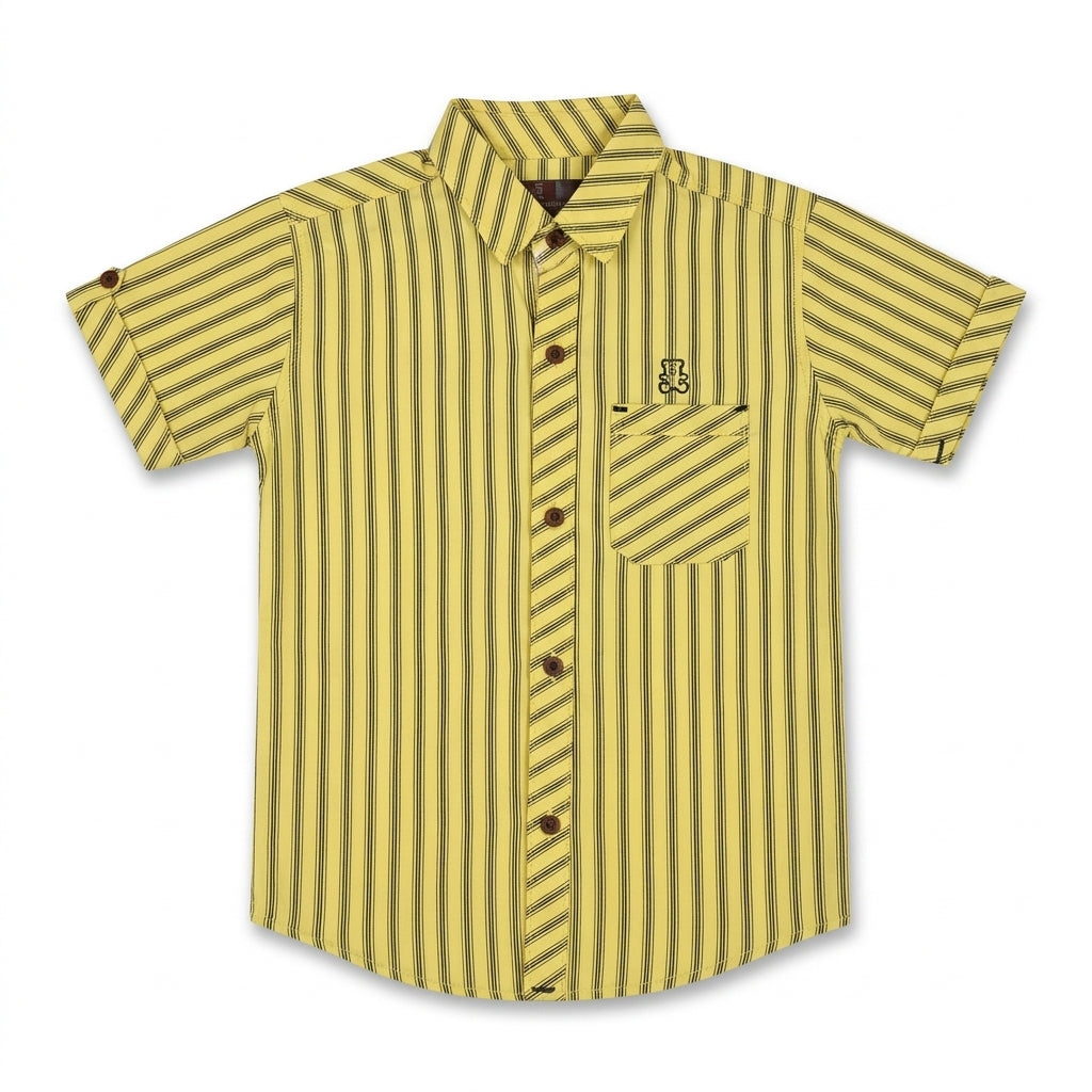 Boys Mustard Striped Casual Shirt