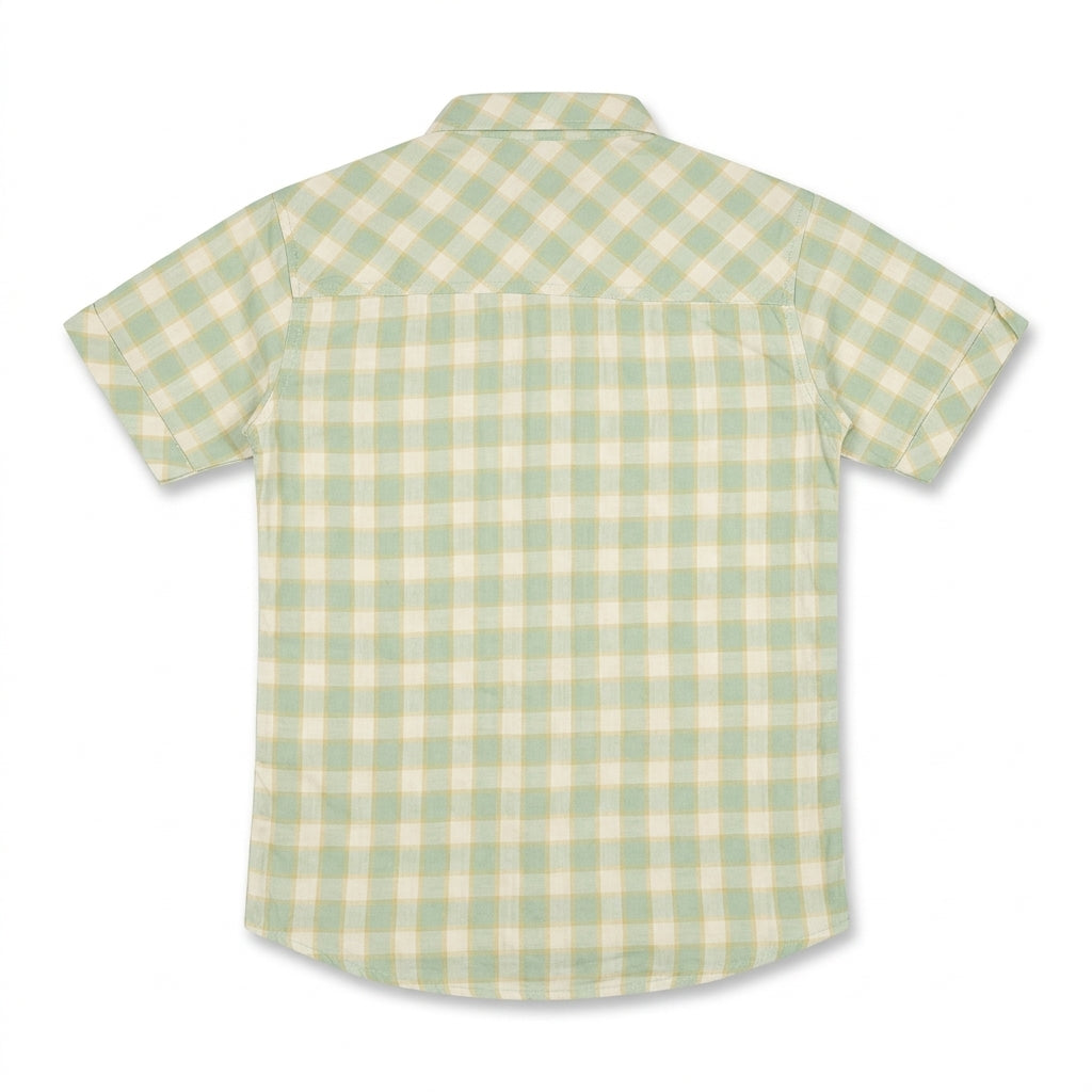 Boys Mint Green & Yellow Plaid Casual Shirt