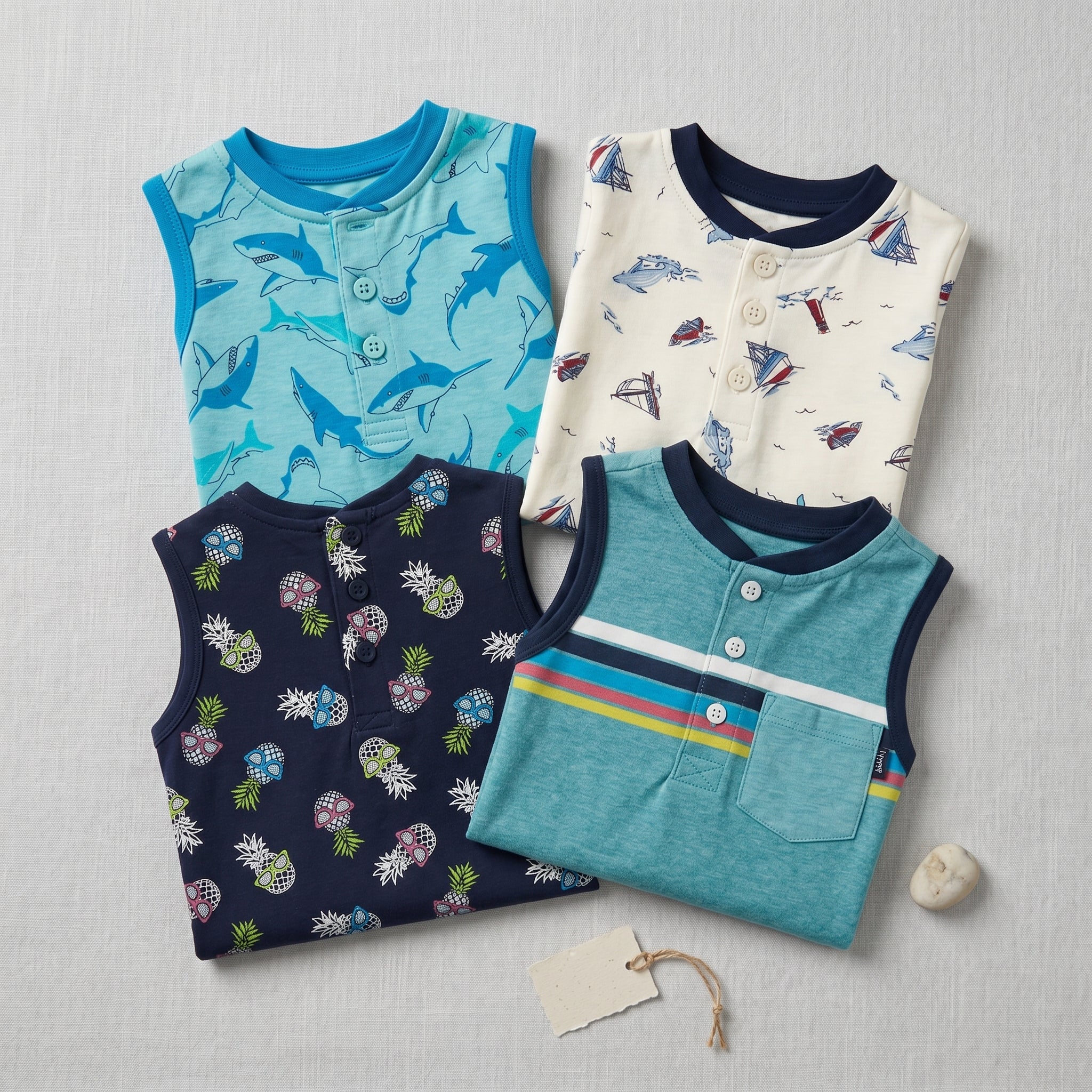 Baby Boys’ Aqua Shark Print Bodysuit