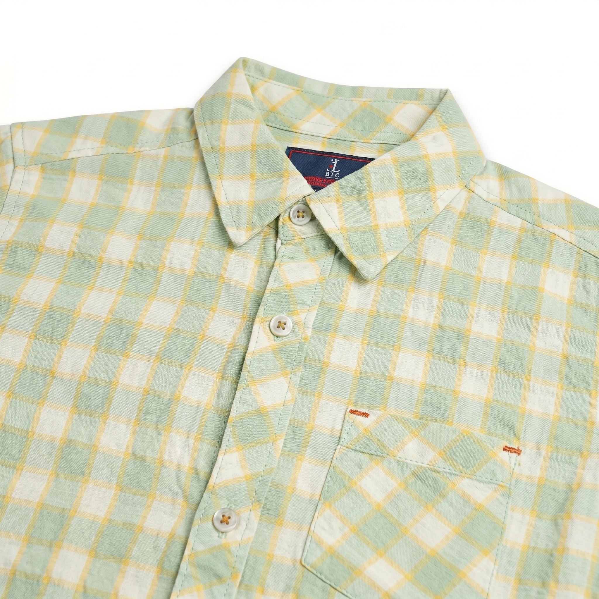 Boys Mint Green & Yellow Plaid Casual Shirt