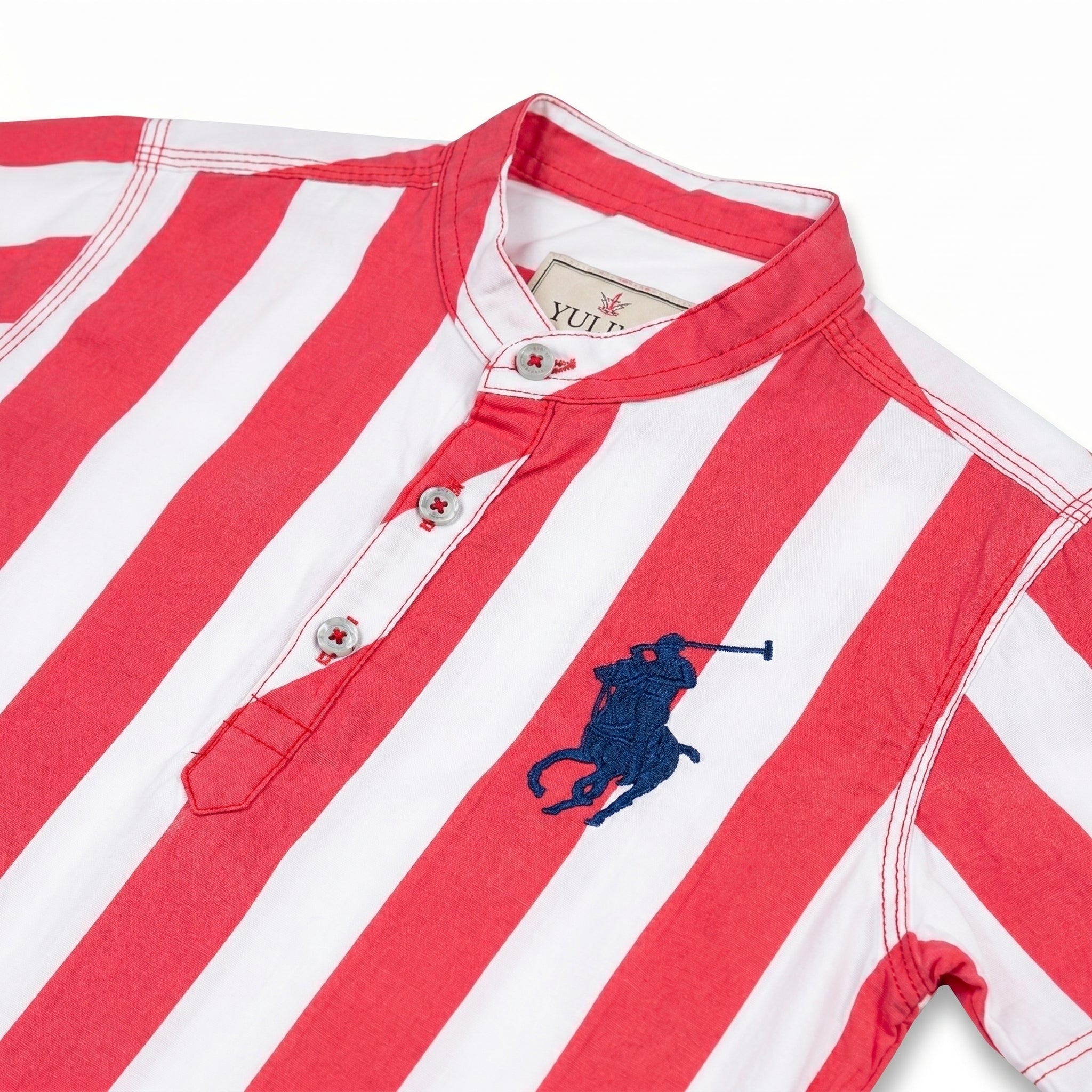 Boys Red & White Striped Casual Shirt
