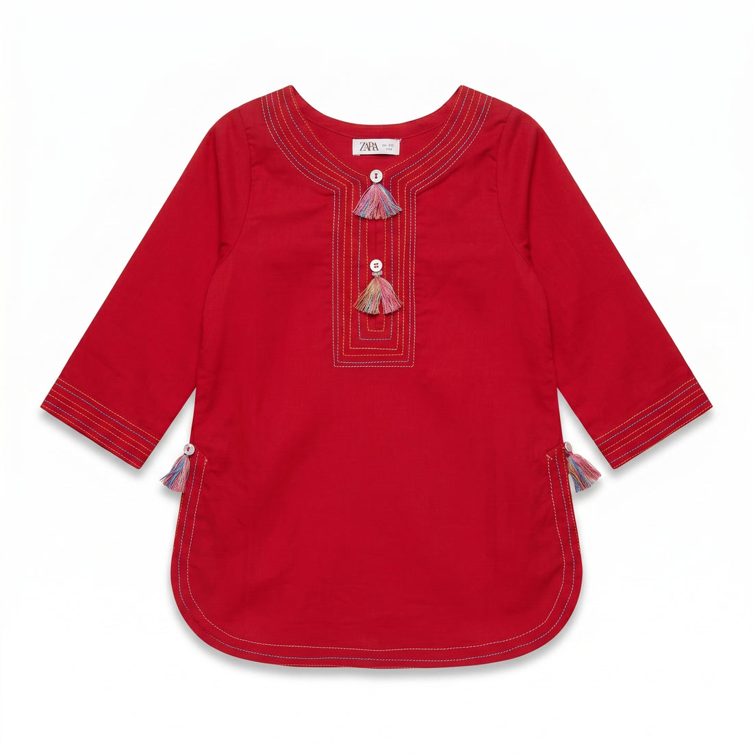 Ruby Red Girls Kurta Pajama with Tassel