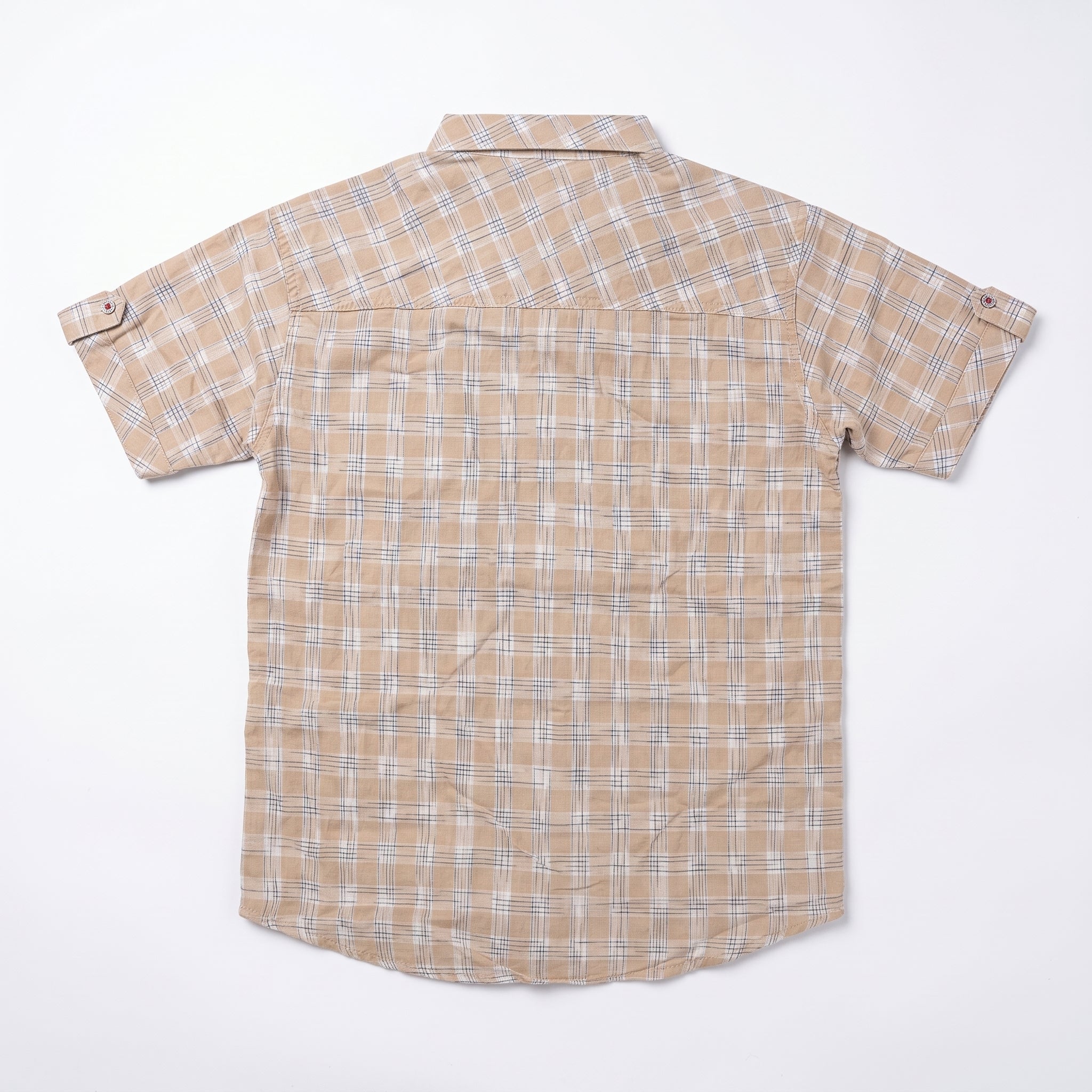 Boys Beige Checkered Casual Shirt
