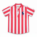 Boys Red & White Striped Casual Shirt