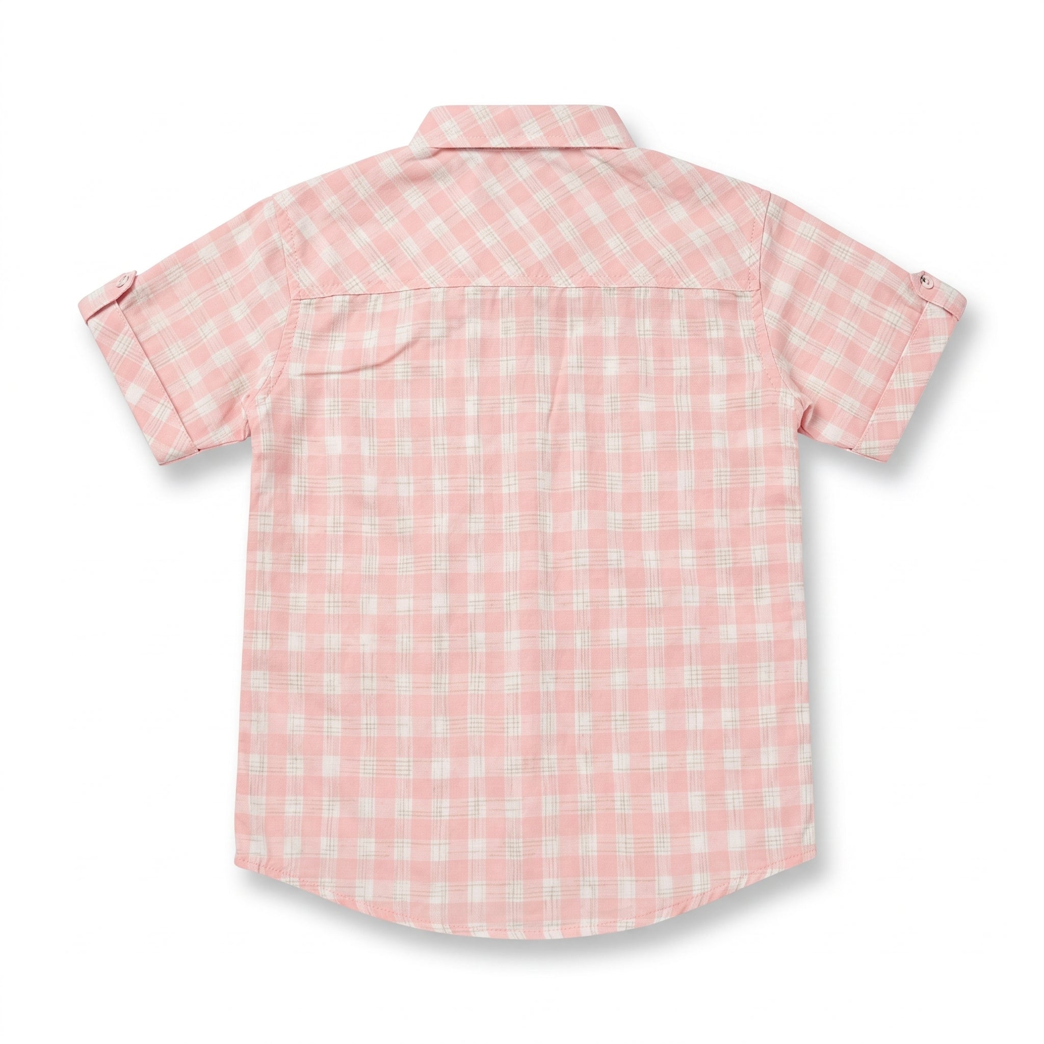 Boys Pink Plaid Short Sleeve Shirt