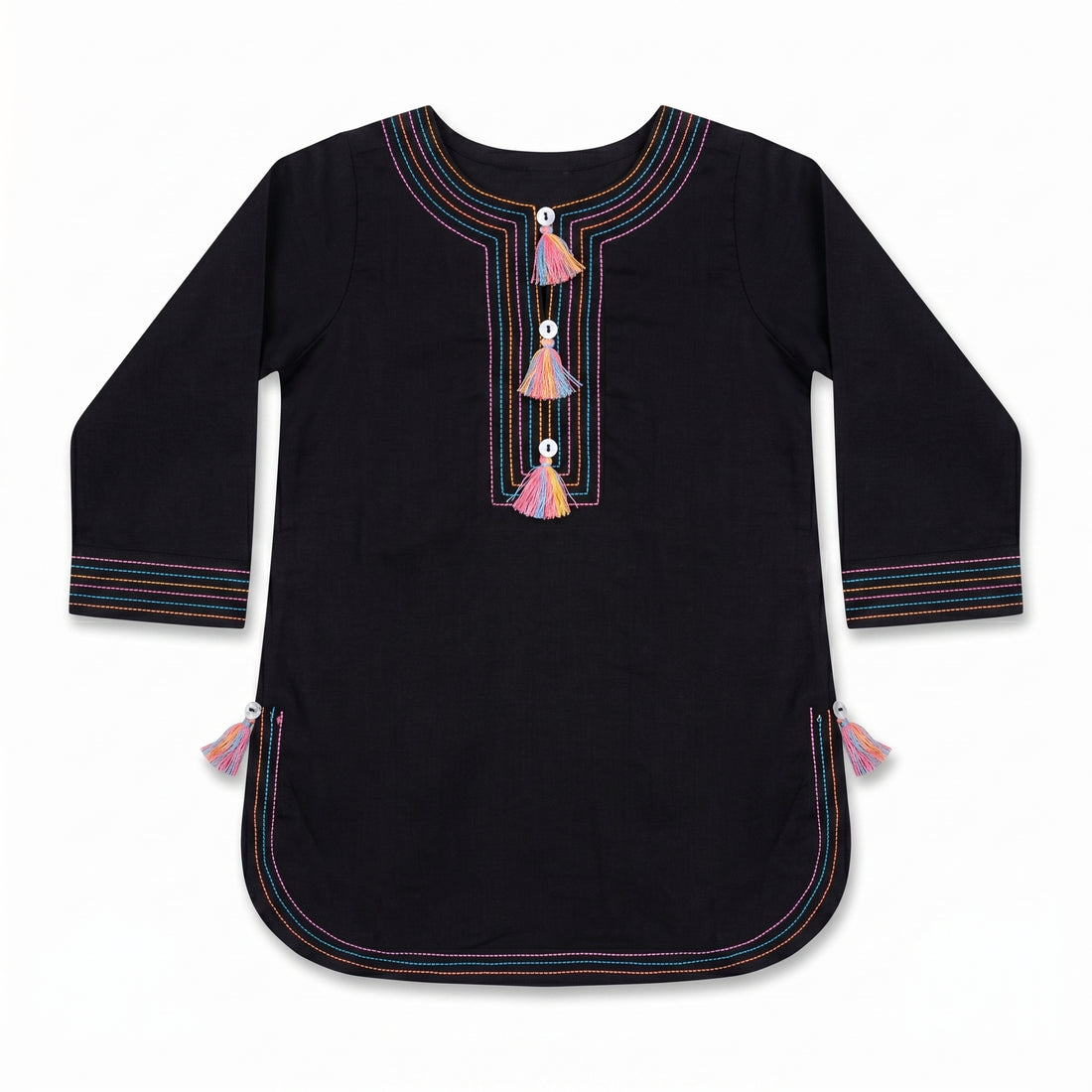 Midnight Charm Girls Ethnic Kurta Set