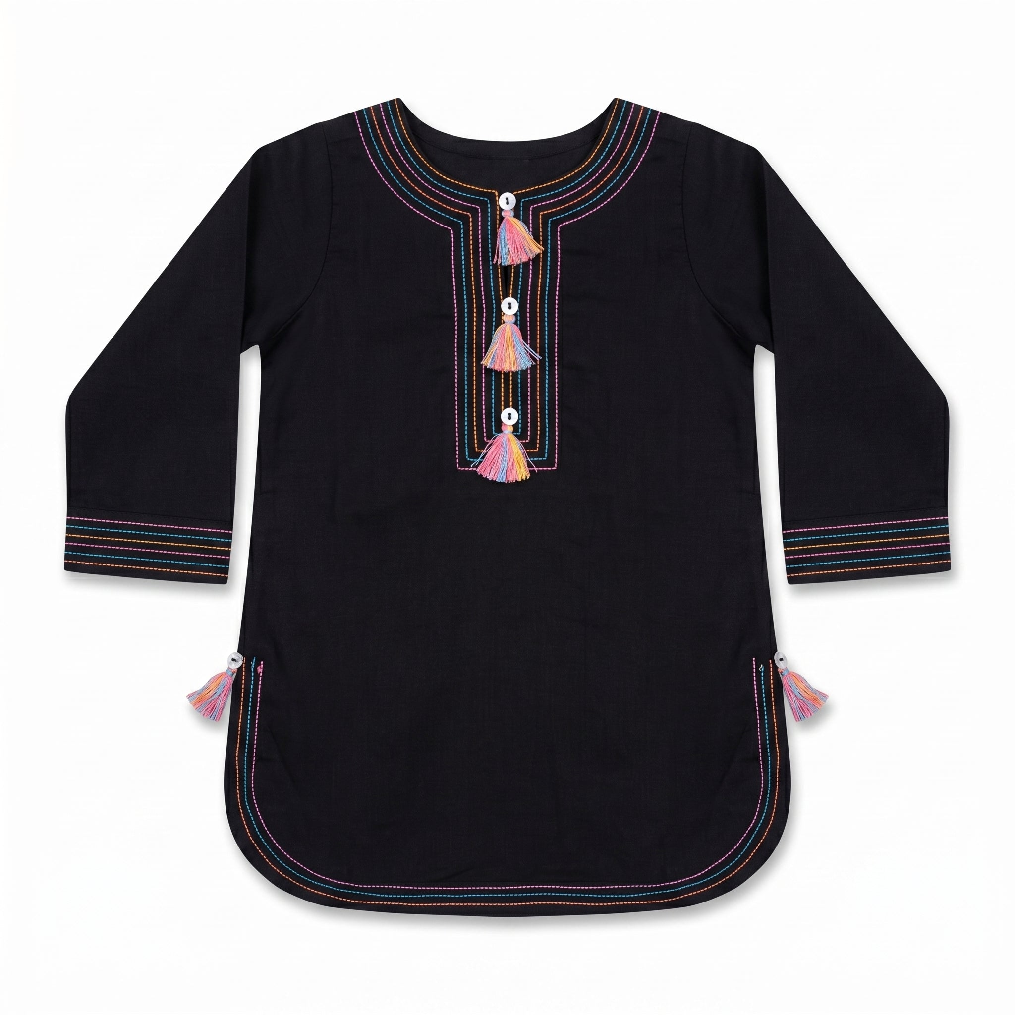 Midnight Charm Girls Ethnic Kurta Set