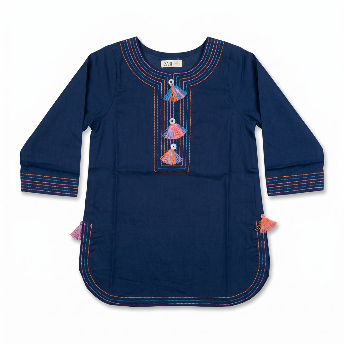 Midnight Blue Tassel Kurta & Pants